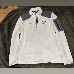 Under Armour White and Gray Quarter-Zip Pullover